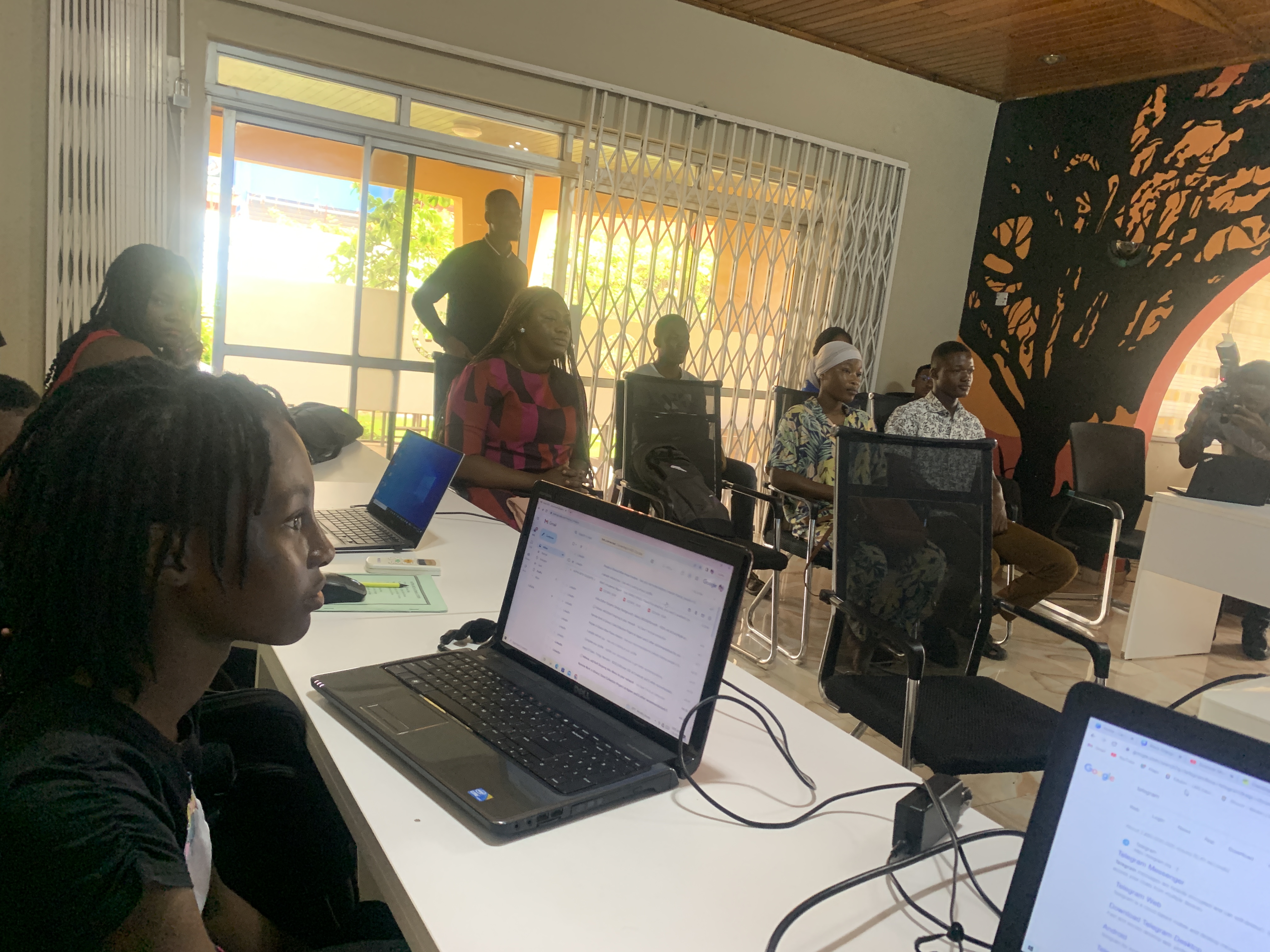 Students collaborating in class